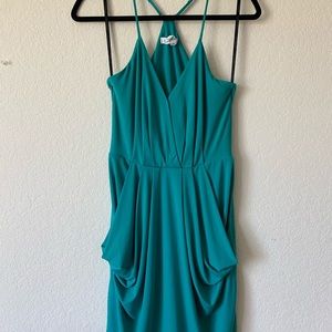 NEW Slouchy V-Neck Minidress in Green/Blue/Teal